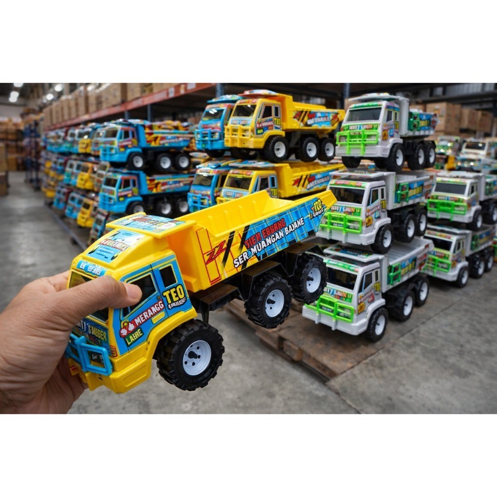 Truk Dump Mainan Anak Truck Oleng KTG Plastik Tebal Bak Bisa Diangkat Viral Murah COD