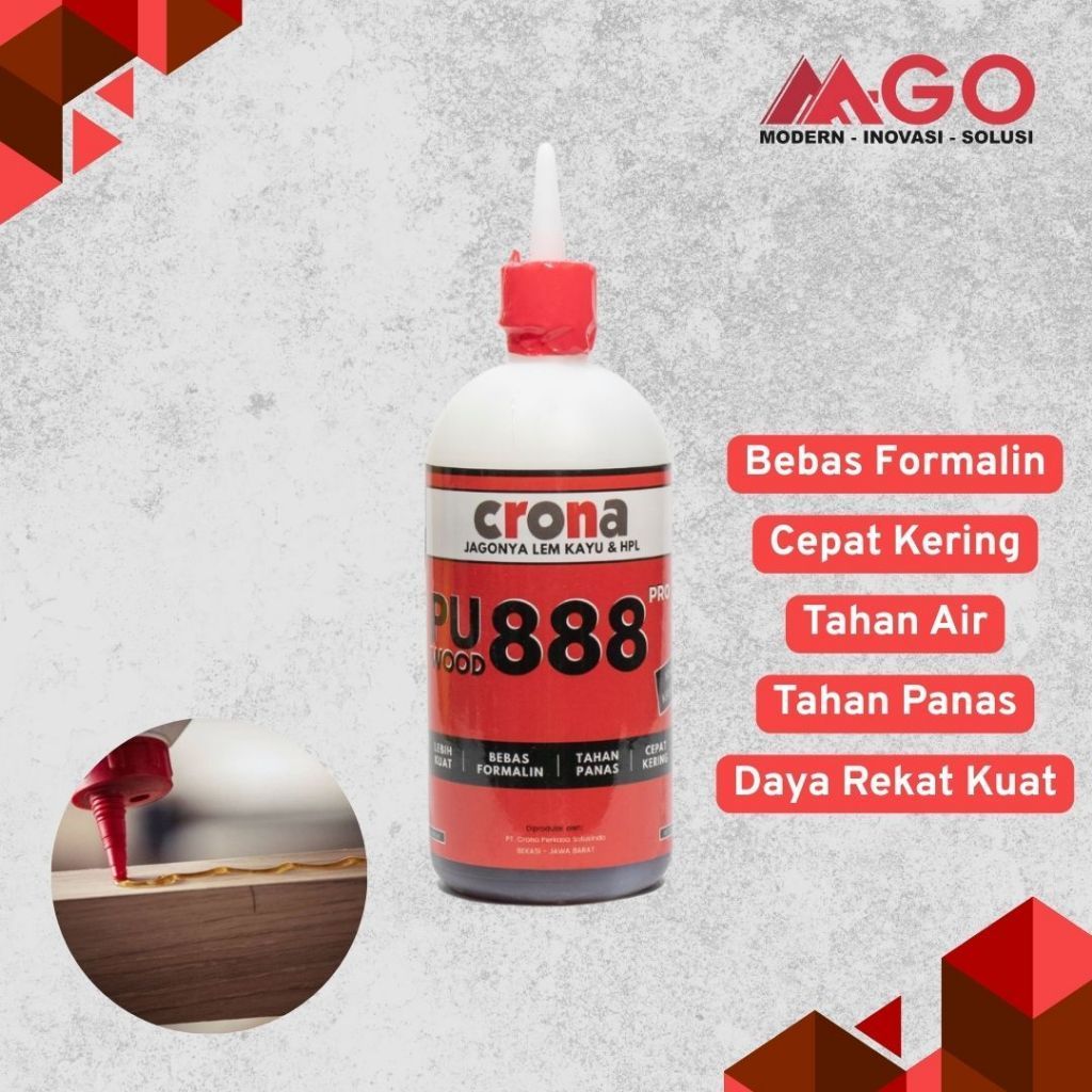Crona Lem Kayu Basah PU 888 / Lem Crona PU 888 / Lem Kayu Basah / Lem Kayu Anti Air Tanpa Formalin