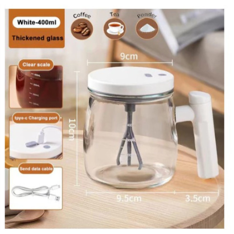 Gelas Mug Mixer Pencampur Otomatis Portable Wireless Modern Mug Cangkir Kaca Auto Aduk Kopi Susu Tah