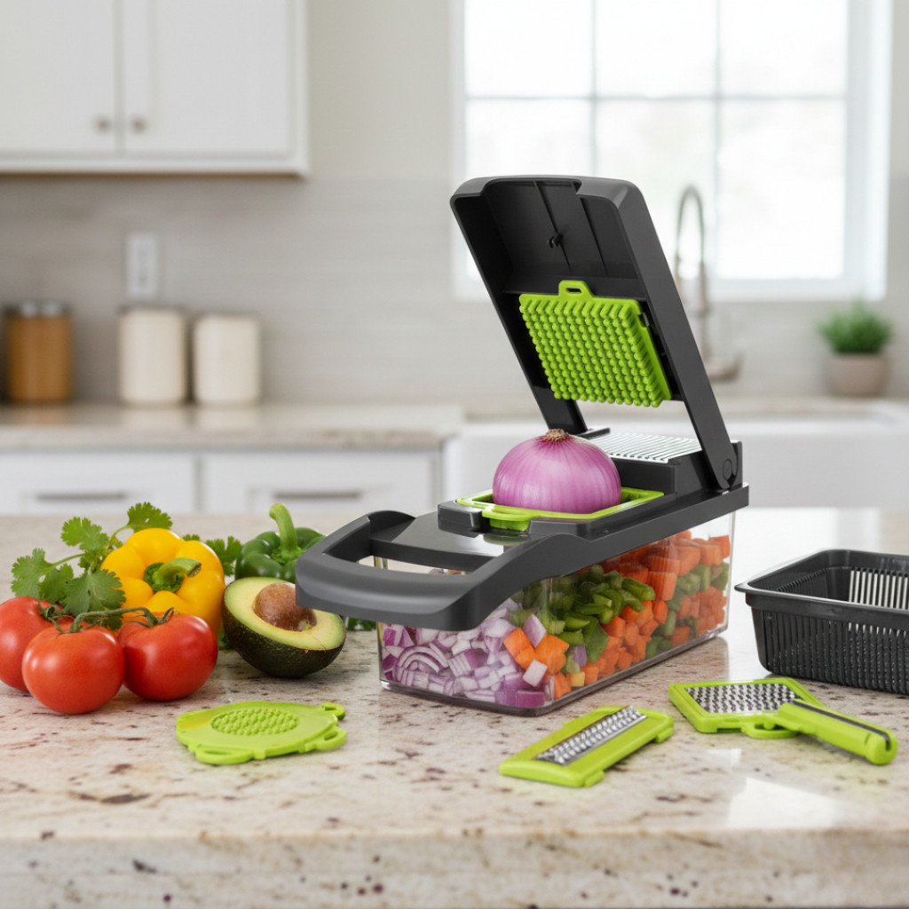 Alat Dapur - Parutan 12in1 Buah dan Sayur Dengan Wadah Alat Pemotong Buah Dan Sayuran Serbaguna
