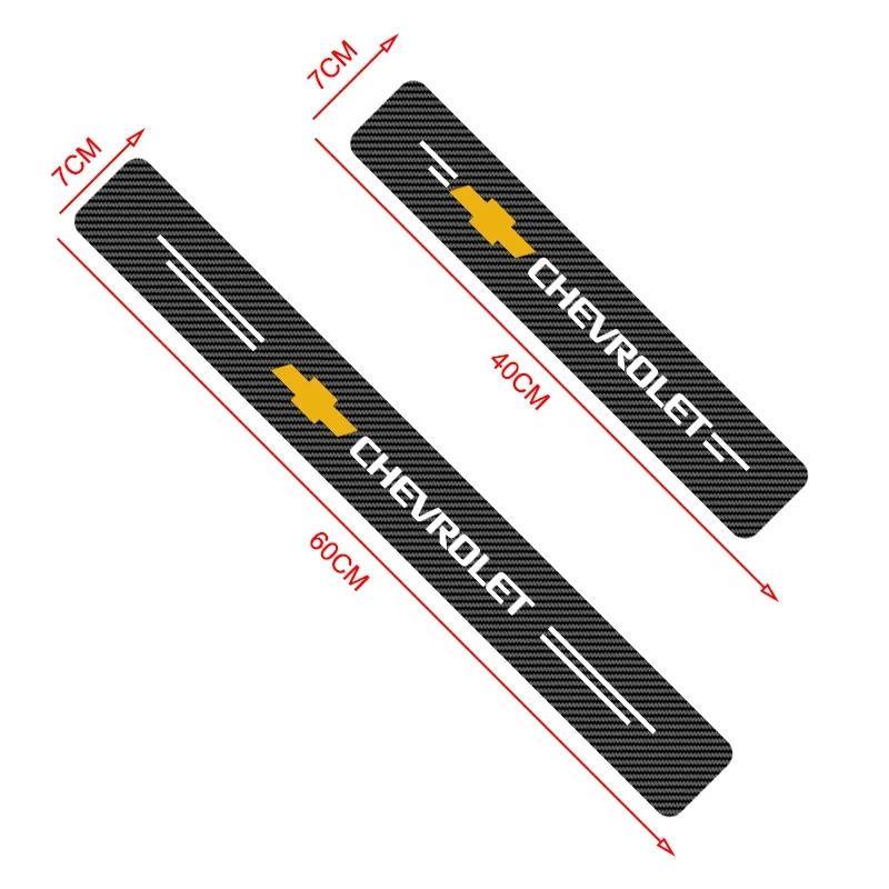 4Pcs Car Door Threshold Carbon Fiber Scuff Plate Sticker Badge Accessories For Chevrolet Cruze Aveo 