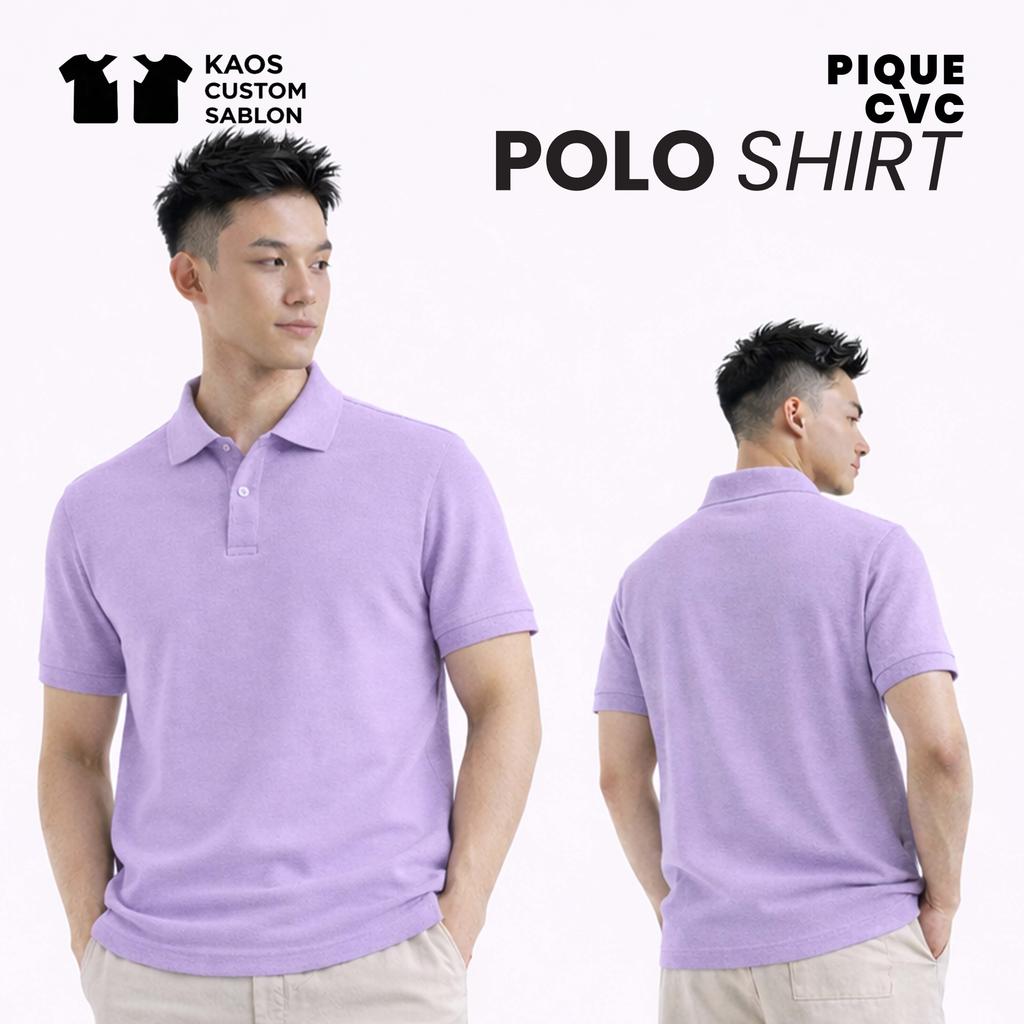 Ungu Muda Polo Shirt Pria Kaos Kerah Premium Cotton Pique | Kaos Polo Pria Premium