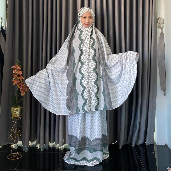 Promo Mukena Dewasa ALENA Motif || Mukena Bahan Katun Motif Premium Murah - putihOri