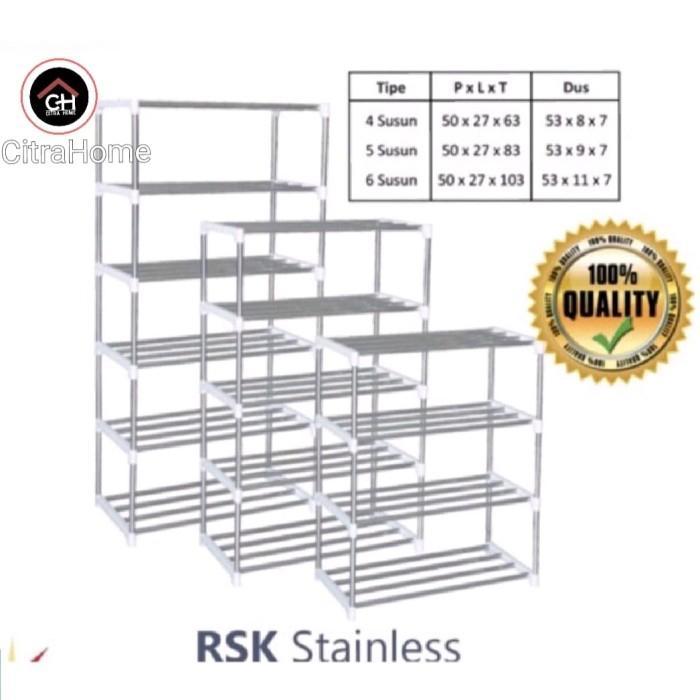 Rak Sepatu Susun Stainless - 4 Susun