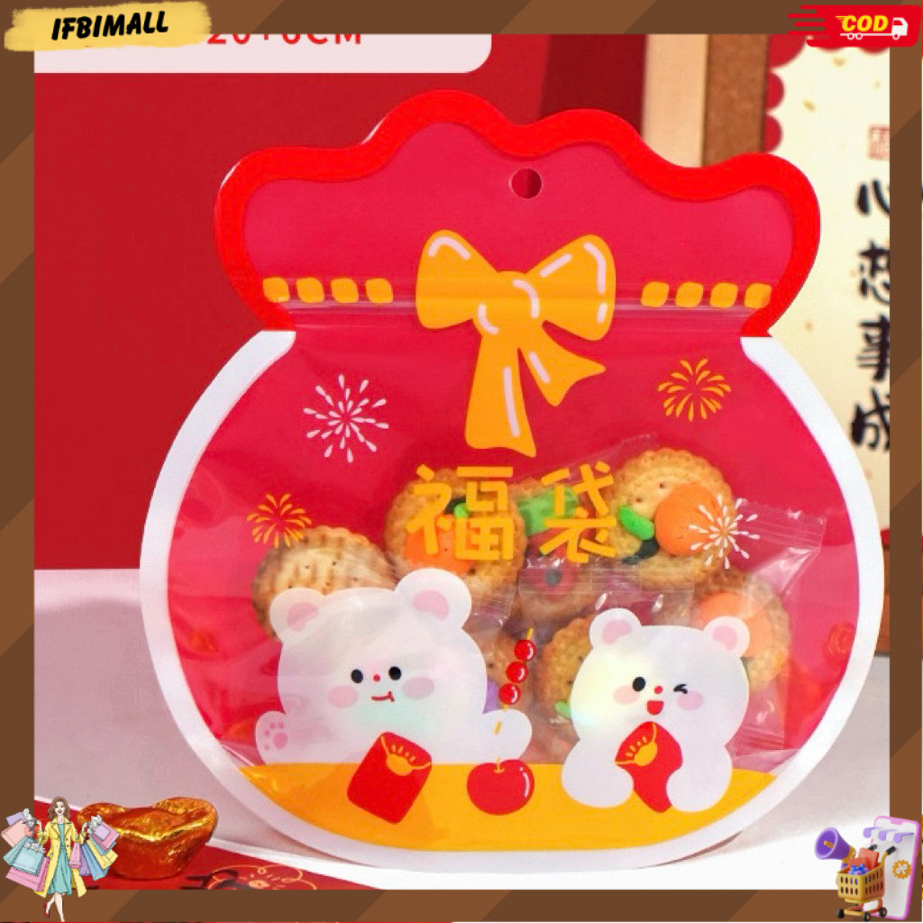 Cookies Bag Imlek Plastik Ziplock Cookies Imlek Plastik imlek lucu Plastik Hampers Imlek D6-1
