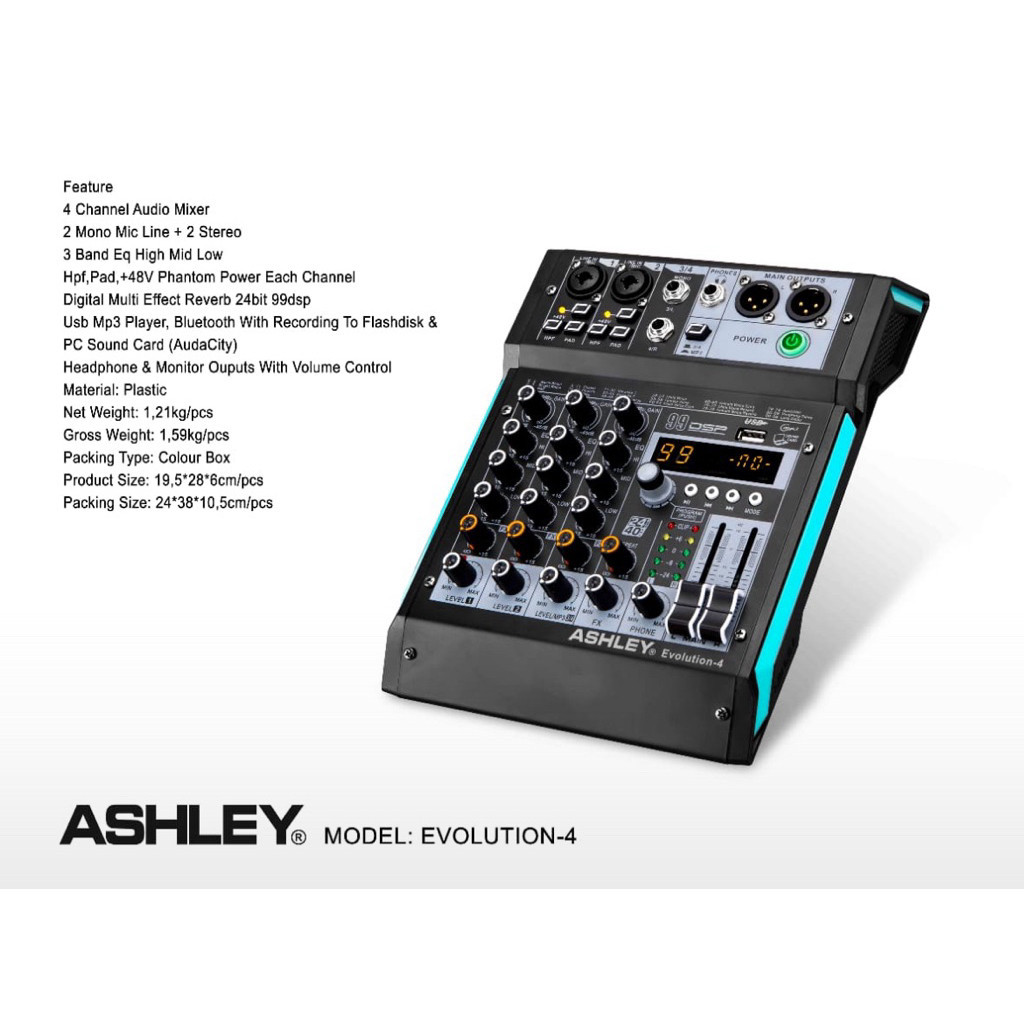 EVOLUTION-4 MIXER 4 CHANNEL ASHLEY ORIGINAL / MIXER 4 CHANNEL / EVOLUTION4 ASHLEY / EVOLUTION 4