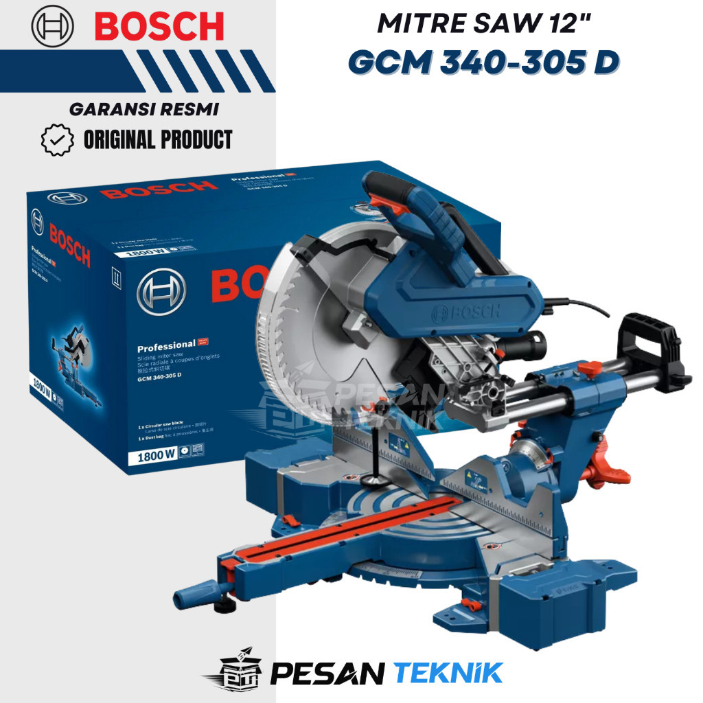 BOSCH GCM 340-305 D Mesin Gergaji Alumunium 1800W Miter Saw Mitre Saw 12" MiterSaw GCM 340-305
