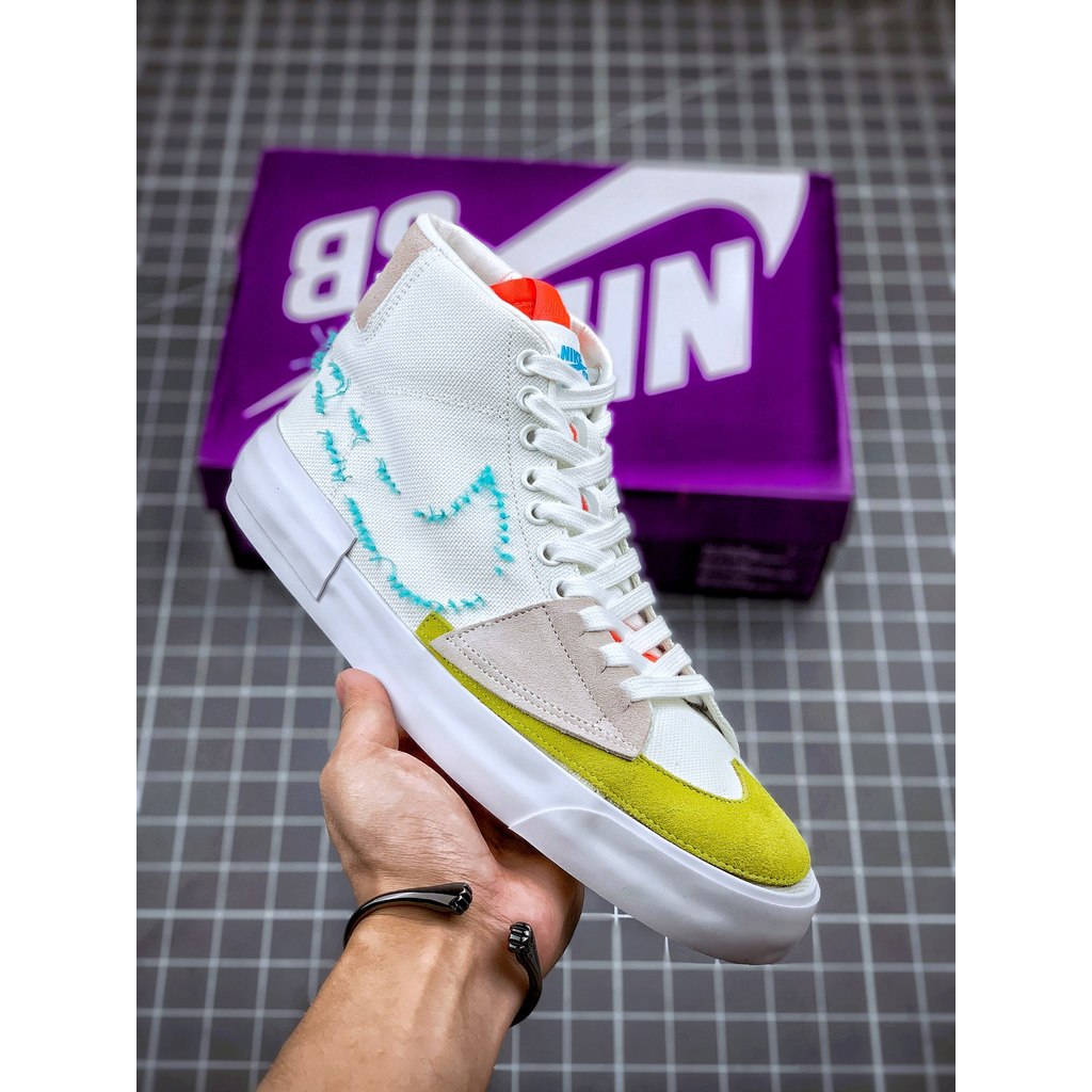 Sepatu Skate Nike SB Zoom Blazer Mid Edge Desain Dekonstruksi Lidah Ganda Sol Vulkanisir Kulit Suede