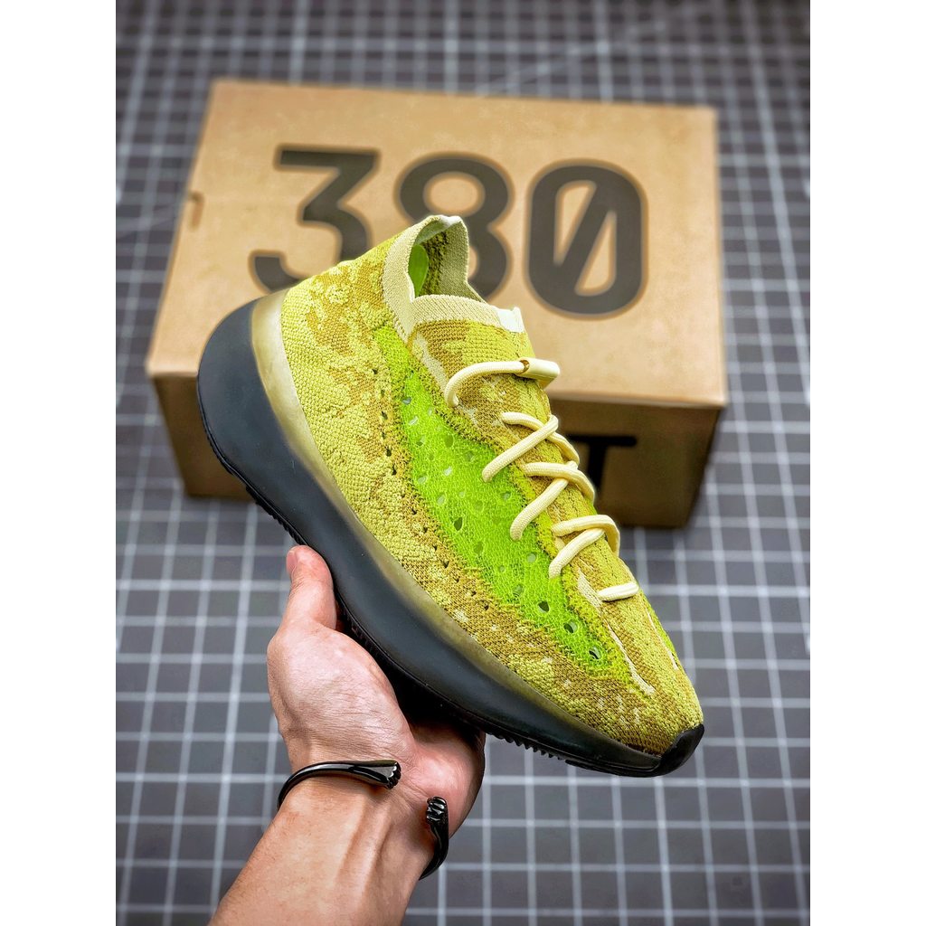 Sepatu Sneakers YEEZY Boost 380 Hitam Kuning BASF Original Primeknit Reps 1 1