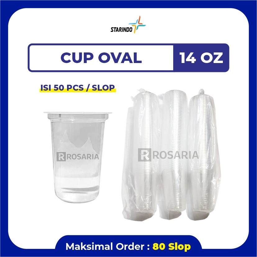 CUP POLOS OVAL 14 OZ STARINDO 8 gr Plastik Bening Gelas Minuman