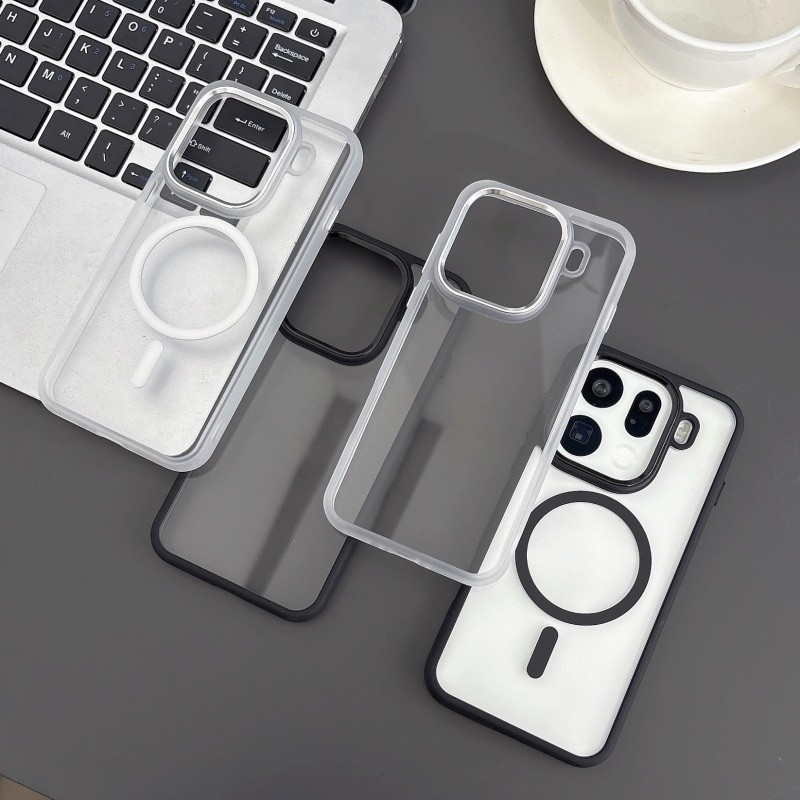 Clear Armor Magnetic Case untuk OPPO Find X8 Ultra X9 Pro Casing 2-IN-1 Hybrid Hard Transparent PC S