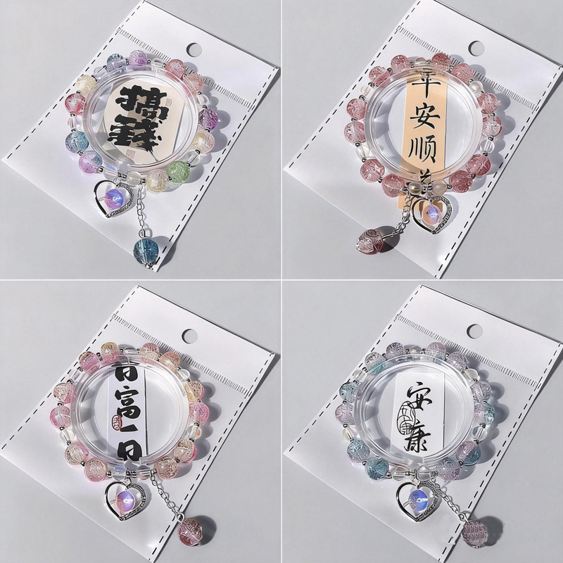 Gelang Manik Kristal & Kaca Berbentuk Hati, Sentuhan Segar dan Manis untuk Pergelangan Tangan