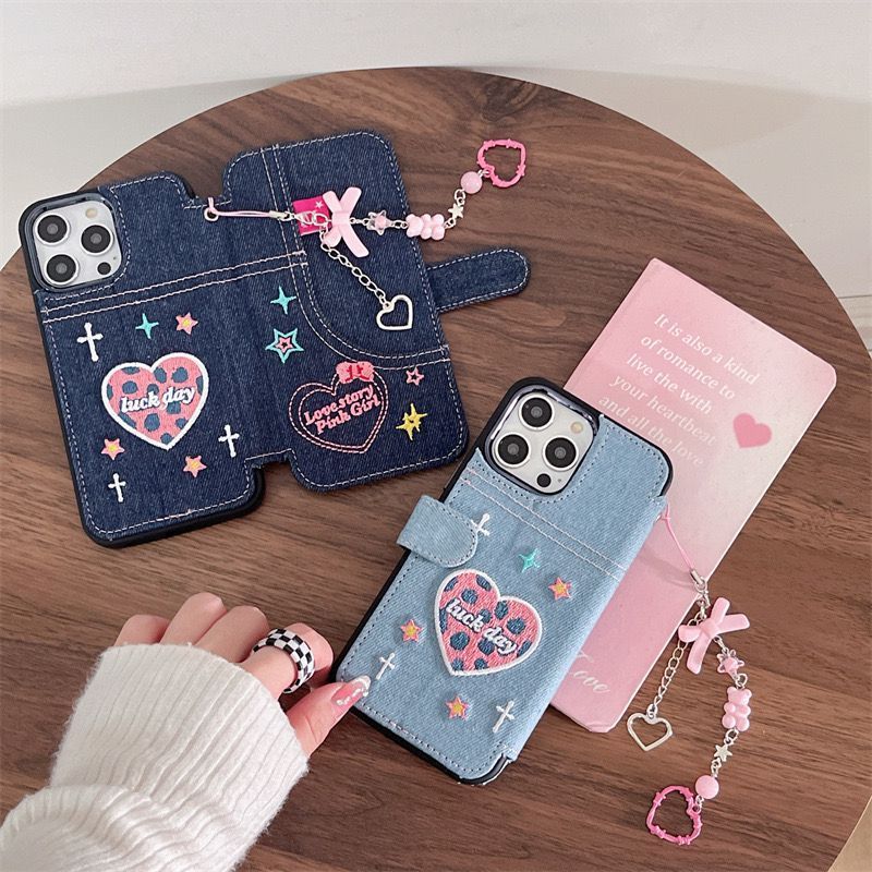 Casing flip Case HP Model jeans dompet mini Iphone 11 12 13 14 15 16 17 Pro Max Airpods Gen 1 2 3 FJ