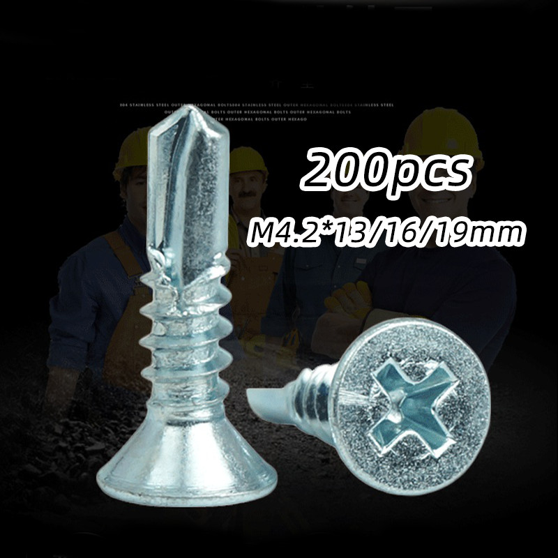 200Pcs M4.2 Sekrup Bor Sendiri Dengan Kawat Ekor Merpati / Sekrup Roofing / Baut Atap