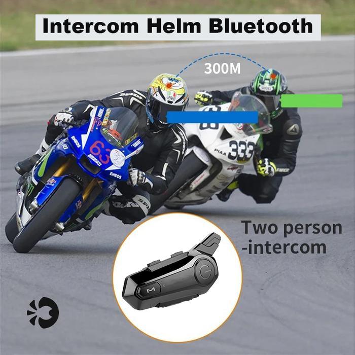 Intercom Helm Motor Bluetooth 5.0 Waterproof Intercom 2 arah