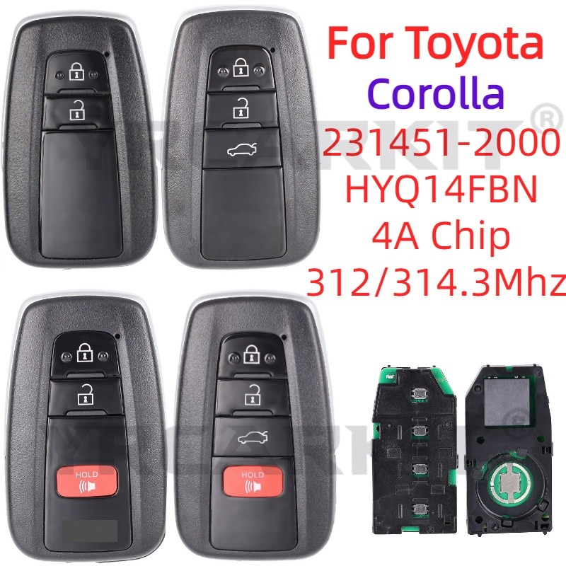 For Toyota Corolla 231451-2000 Remote Control Key HYQ14FBN 4A Chip 312/314MHz For Brazil 2019 2020 2