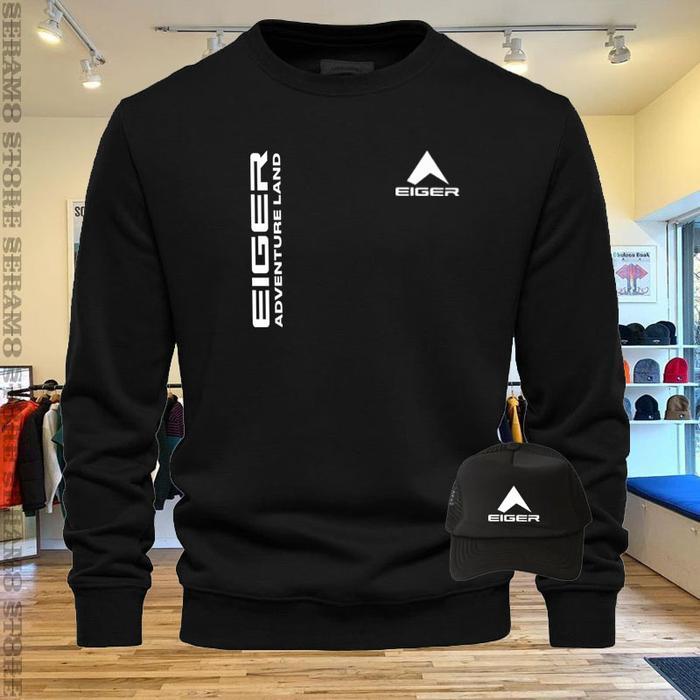 GRATIS TOPI - SWEATER CREWNECK 2093 KIRKA PUTIH SIMPLE KATUN PLACE SWEATER PRIA WANITA NYAMAN DAN TE