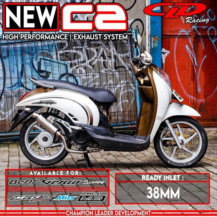 Knalpot CLD Racing type New C2 Beat, Scoopy, Genio, Mio, Mio J, Mio M3 - Bulat, Beat Karbu/Fi