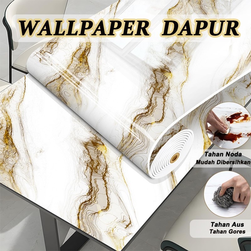 60cm*10m Wallpaper Dapur Premium Motif Marmer Glossy/Stiker Lemari Cabinet Marbel /Wallpaper Keramik