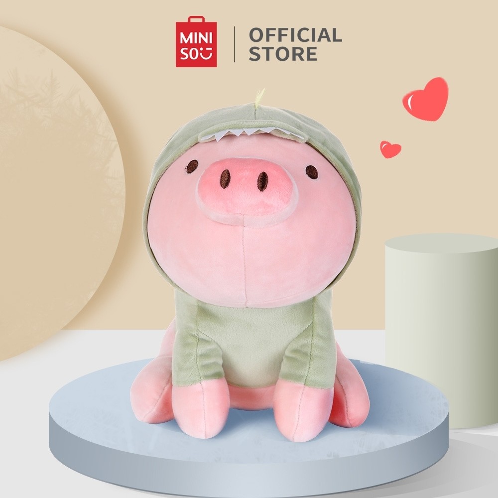 MINISO TOY - Miniso Official Boneka mainan anak Sitting Piglet Plush Toy with Dinosaur Hoodie Murah