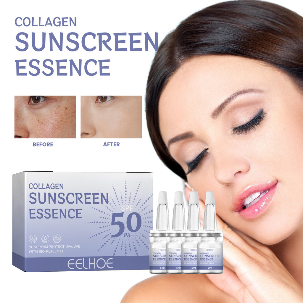 EELHOE Collagen Sunscreen Essence Collagen Face Serum Pemutih dan Tabir Surya Perbaikan Matahari