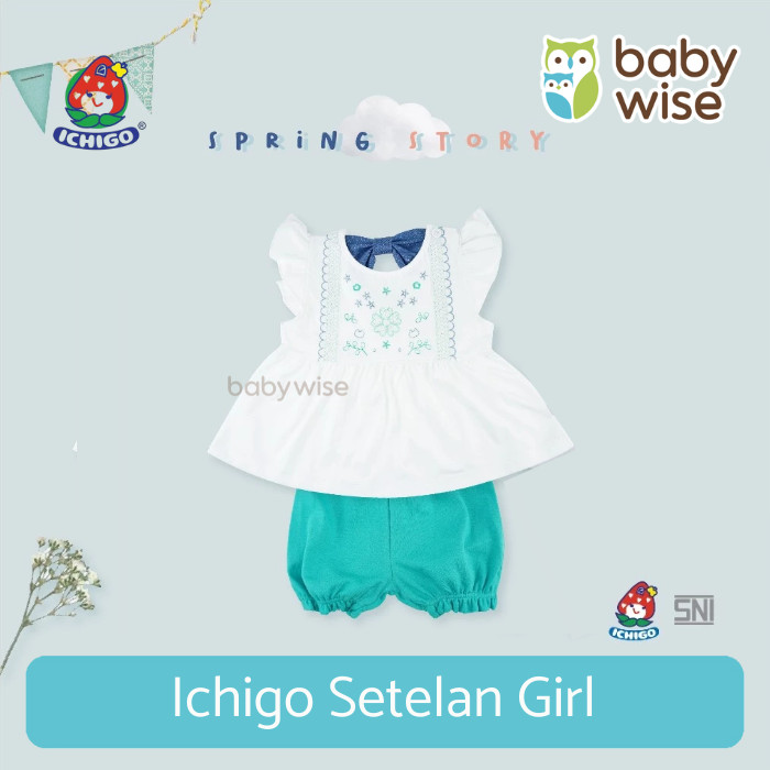 Ichigo Setelan Ruffle Girl - White Green