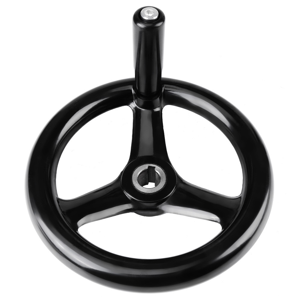 1pc Black 3spoke Plastic Hand Wheel with Revolving Handle for Milling Machine
