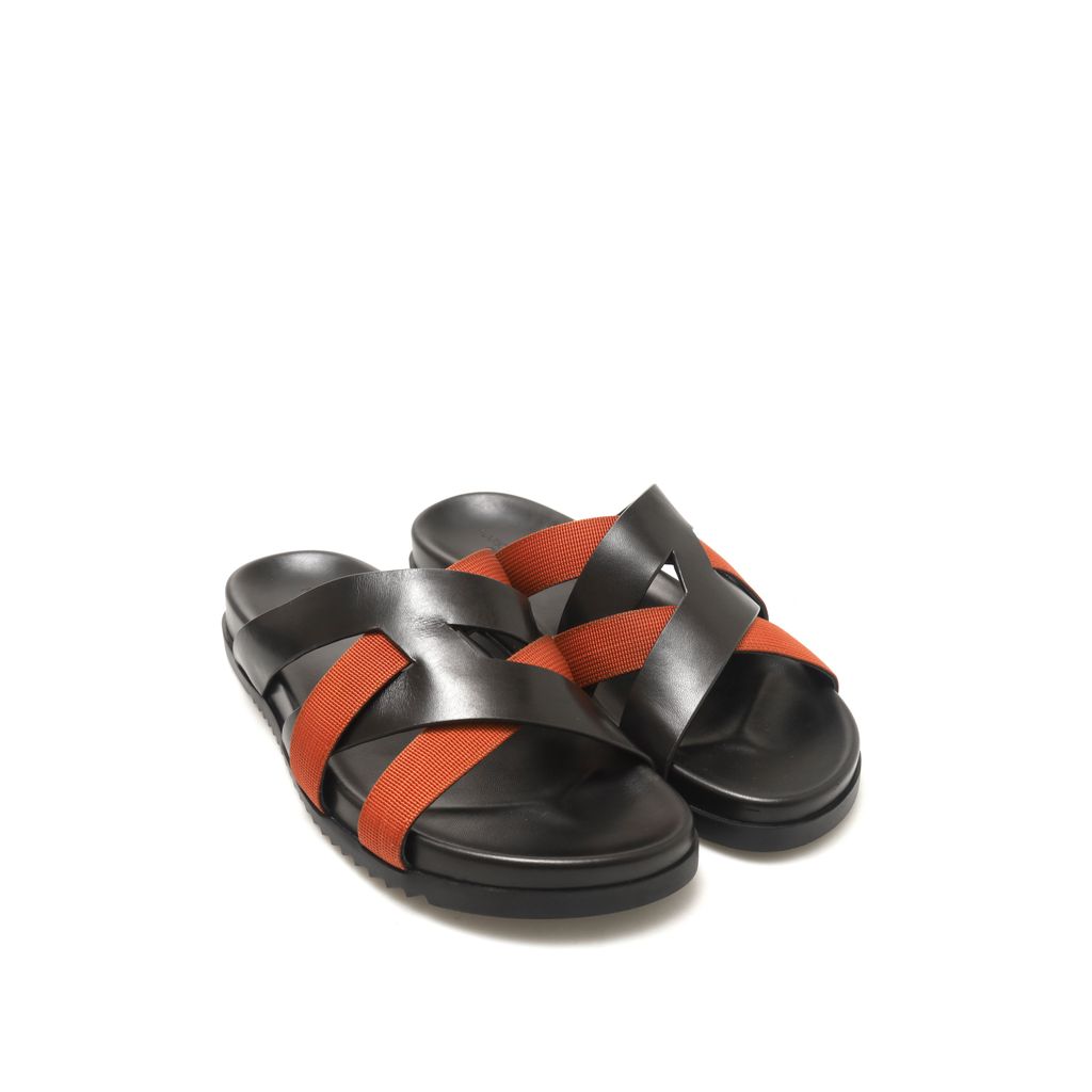SOLARE BLACK TERRACOTTA Sandal Kulit Pria by Mario Minardi
