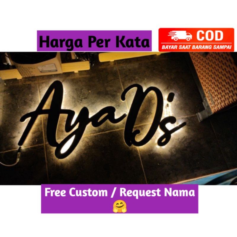 PROMO Huruf ukir nyala/Ukiran Kayu/Huruf Nama Menyala(Harga Perkata 8-9 Huruf) Huruf Ukir Custom/Hur
