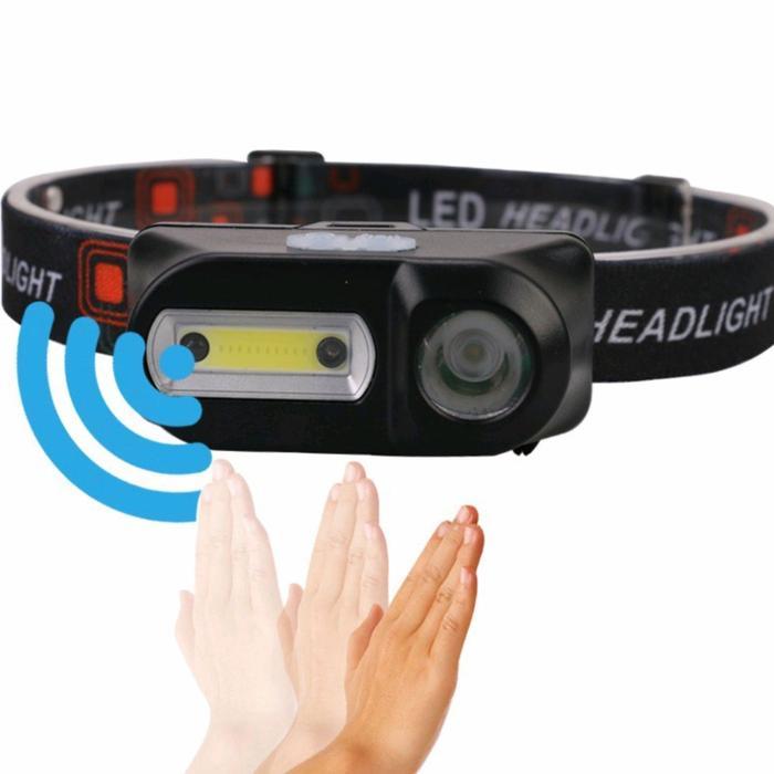 Headlamp USB Rechargeable Sensor Headlight Outdoor Mini Senter Kepala