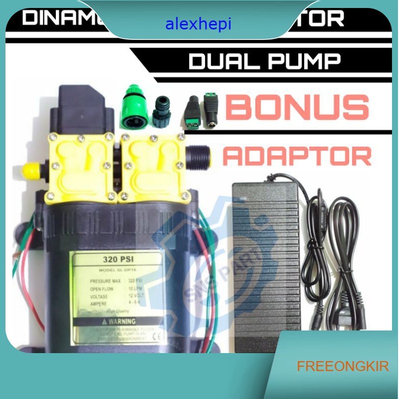 POMPA AIR DC 12V 320 PSI DAN ADAPTOR 12V 10A DINAMO PUM 250 PSI DAN ADAPTOR 10 AMPER