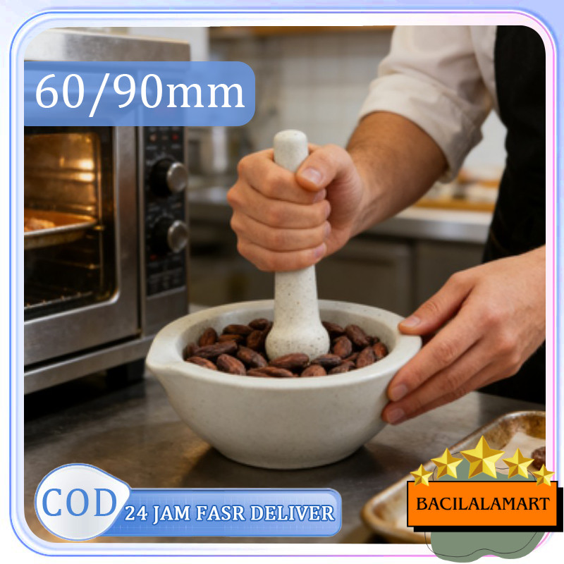 Terbaru 1set Alat Tumbuk Obat Lumpang Alu Farmasi Mortar Penumbuk Puyer Ulekan Obat Lesung Tumbuk BL