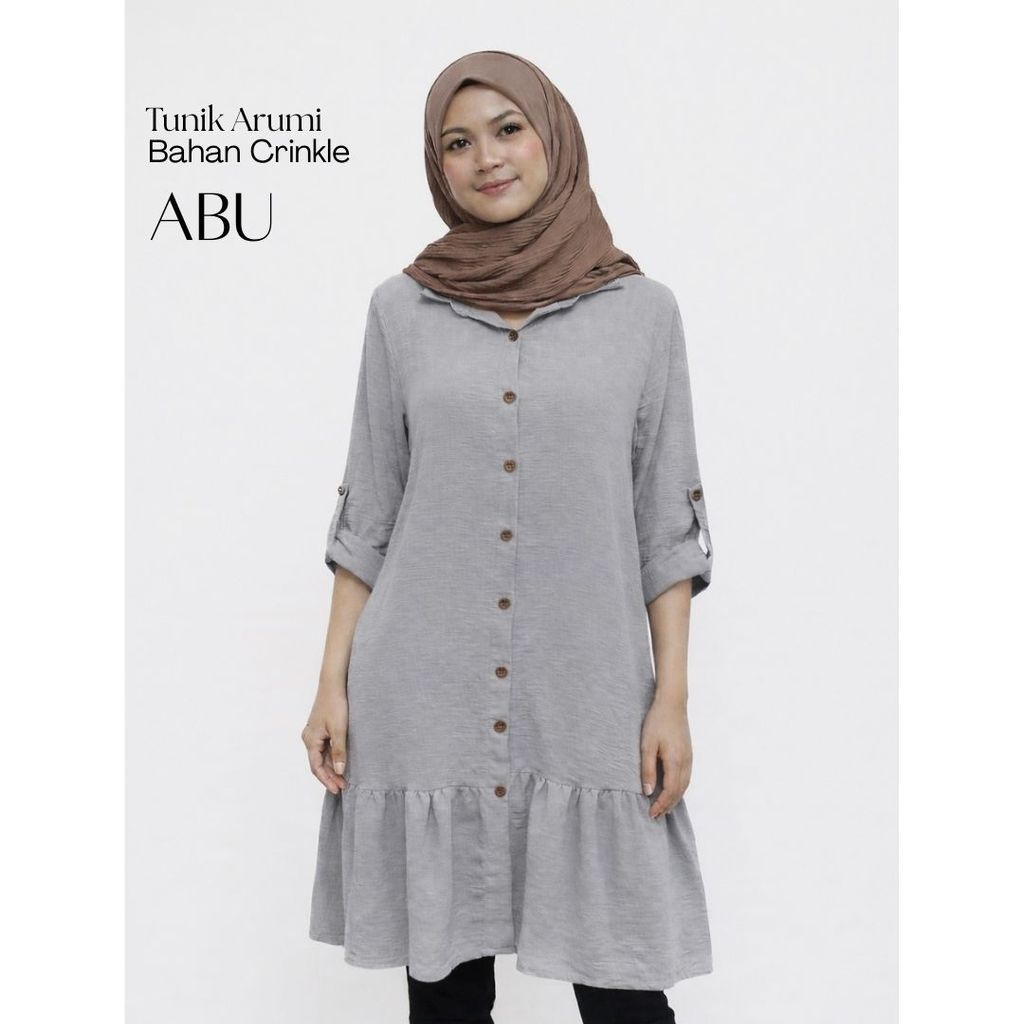 BOOM - Tunik Arumi P328 XL HQ Tunik Wanita Pakaian Fashion Muslim Bahan Crinkle Jatoh Adem