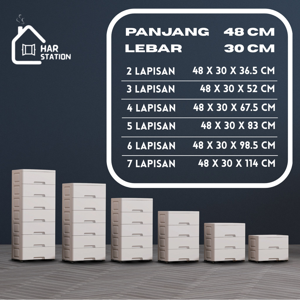 Lemari Pakaian Plastik Tebal Jumbo | Laci Susun Multifungsi Tertutup | Loker Baju Minimalis