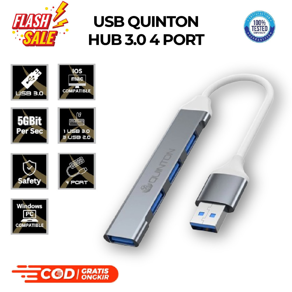 USB Hub Quinton 3.0 4 Port – Hub USB Aluminium Ultra Slim