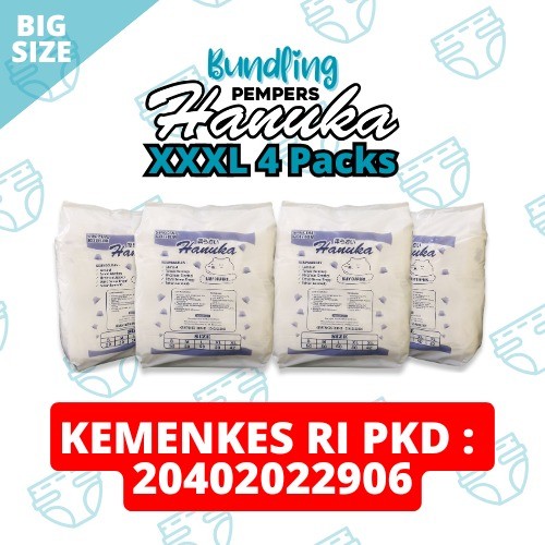 [Gandis Toserba] Bundling Hemat Pempers Baby Hanuka XXXL 4 packs