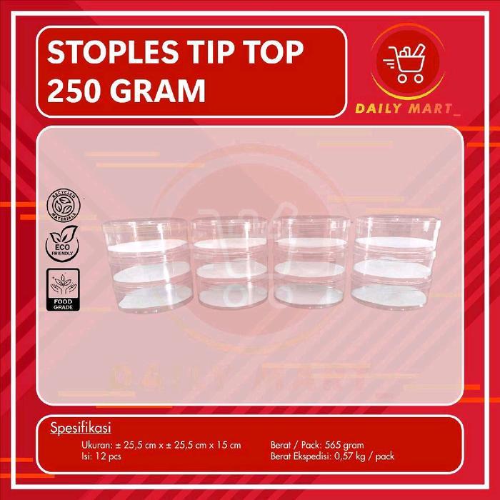 Stoples 250gr Isi 12pcs / Toples Nastar / Toples Kue Kering / Toples Mika Bulat 250gr 1 Lusin Ramah 