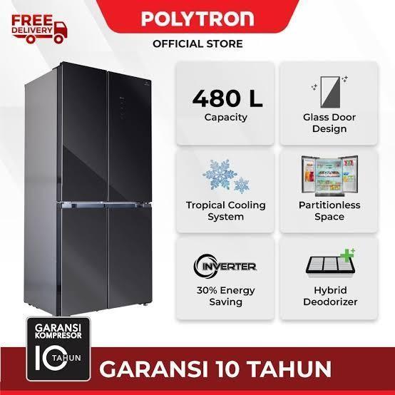 Promo POLYTRON PRS 510X - KULKAS POLYTRON BELLEZA INVERTER SIDE BY