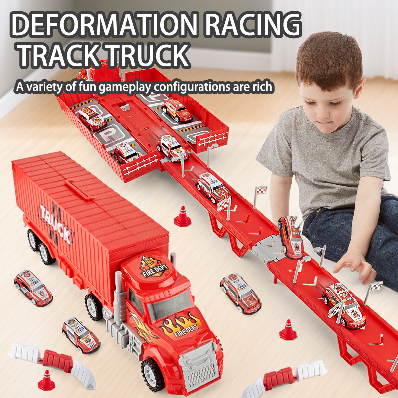 Large variable rail car ejection car toy storage container car Toy car truck model track ejection Ju