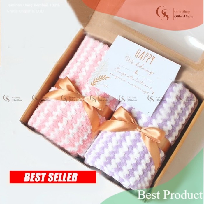 Kado Pernikahan Hampers Hadiah Nikahan Wedding Gift Box Couple Kado Nikah Handuk Couple Hampers- kad