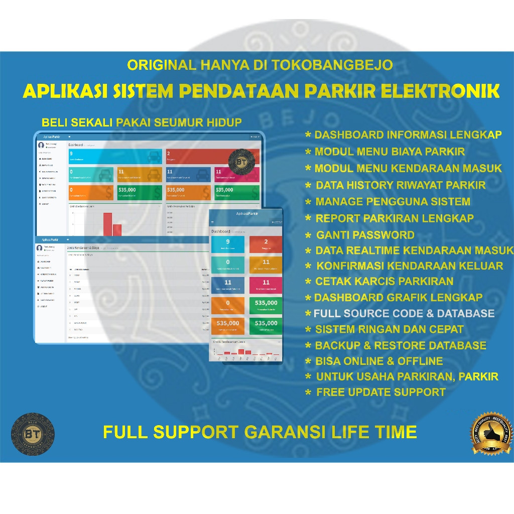 APLIKASI WEB SOURCE CODE SISTEM MANAJEMEN PARKIR KENDARAAN LENGKAP SIAP PAKAI GARANSI SEUMUR HIDUP