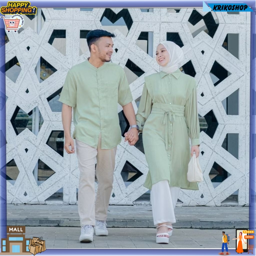 Baju Couple Pasangan Model Tunik dan Kemeja Bahan Katun Toyobo