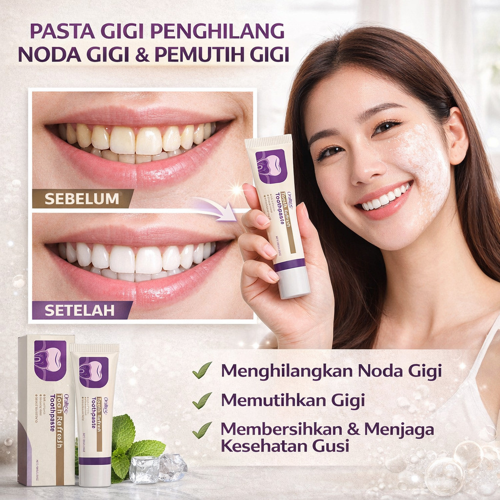 Pasta Pemutih Gigi | Pasta Gigi Pemutih 7 Hari Pasta Gigi |  Pelindung Gusi Tooth Refresh Toothpaste