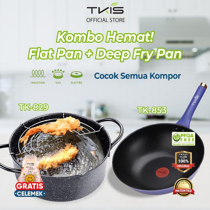 TKIS Paket hemat wajan anti lengket 32cm + panci goreng 26cm panci penggorengan anti lengket