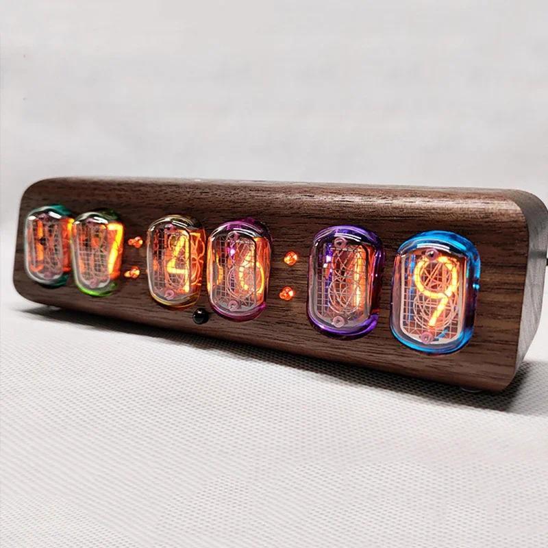 Wood Nixie Tube Clock Retro Alarm Table Clock gital Watch Soviet Union In12 Tube Electronic Desktop 