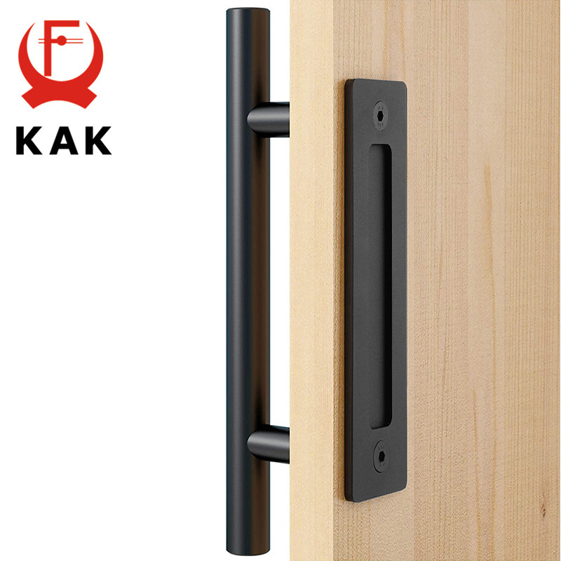 KAK Set Gagang Pintu Geser 12" Heavy Duty Pull and Flush, Gagang Pintu Gaya Rustic Besar dengan Desa