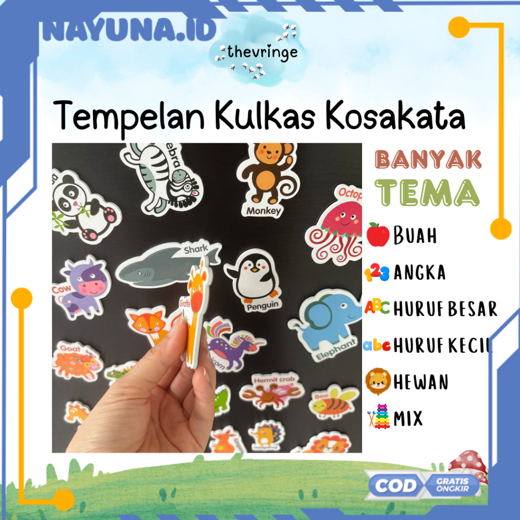 (RO) Tempelan Kulkas Kosakata angka huruf buah hewan mix | HIASAN KULKAS MAGNET | HIASAN KULKAS EDUK