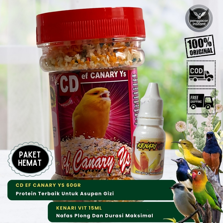 PAKET HEMAT CD EF CANARY YS 60gr dan KENARI VIT 15ml Pakan Harian Napas Plong Untuk Burung Kenari