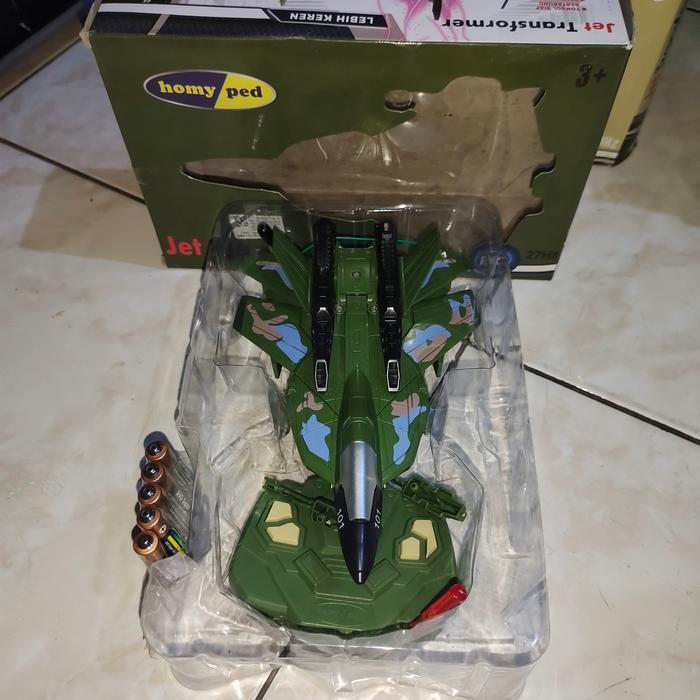 Pesawat jet Transformers remot /mobil remot kontrol berubah jadi robot - Hijau