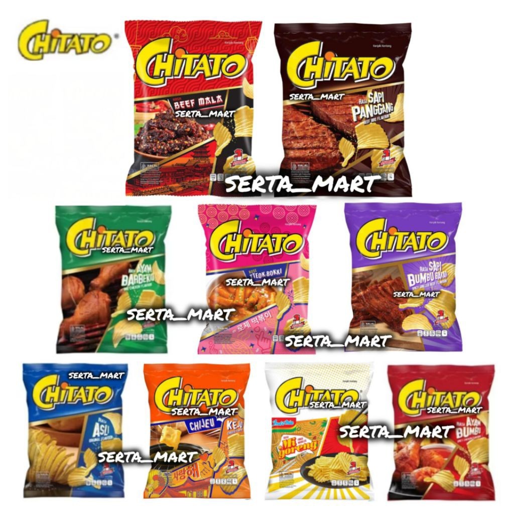 Chitato Snack 65gr - Keripik Kentang Sapi Panggang / Original / Tteokbokki / Keju / Ayam Bumbu PAKET